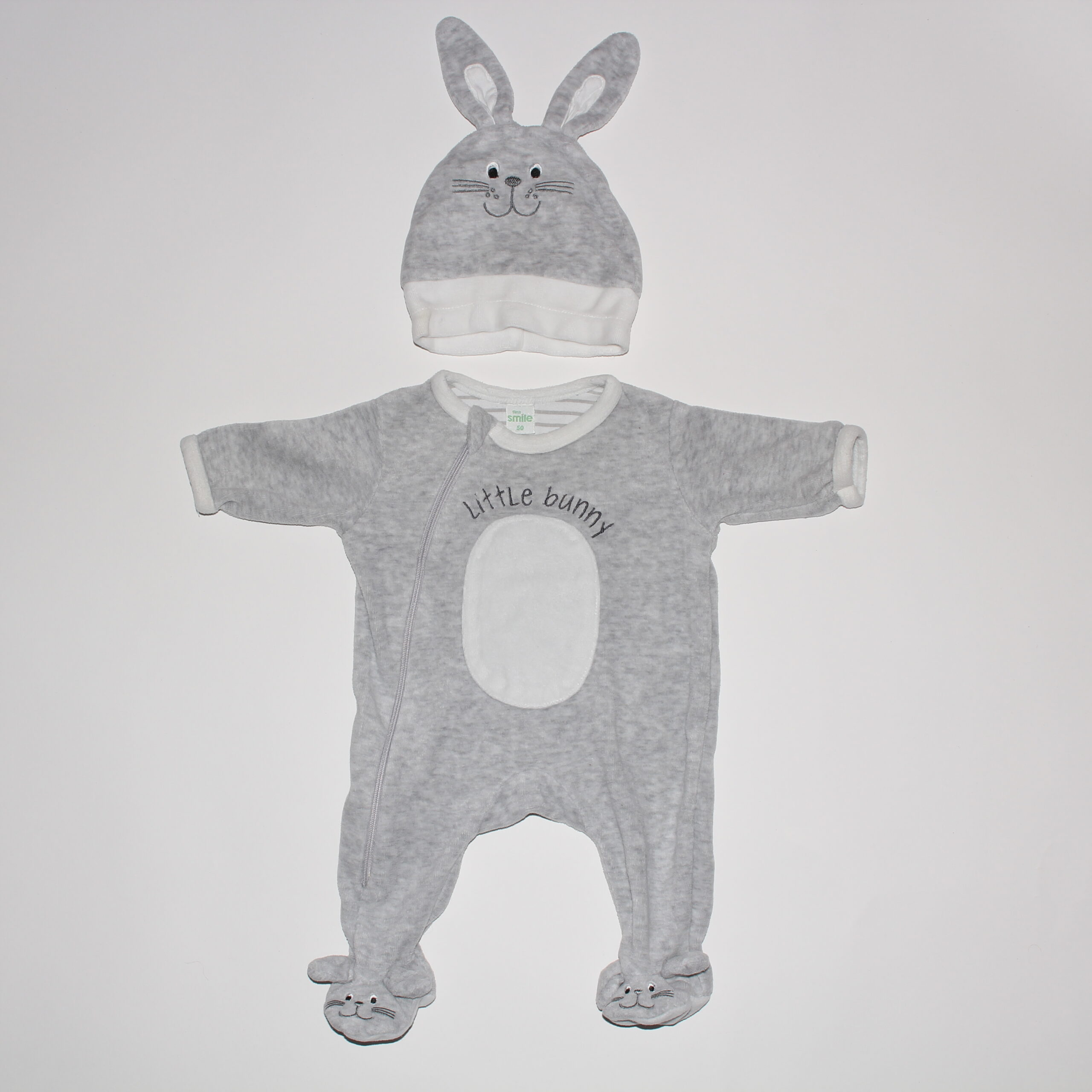Pyjama velours + bonnet - 50 cm - Smile